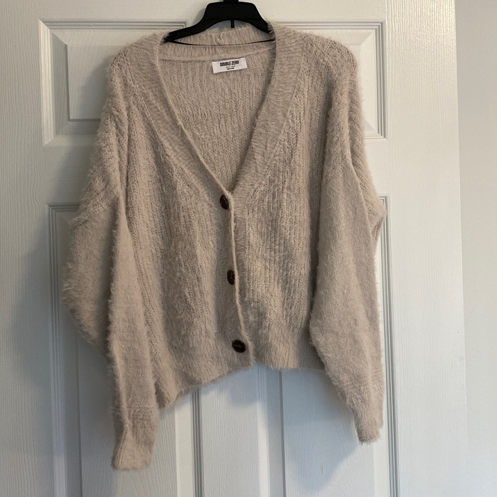 Cream fuzzy oversized cardigan. Size Large. Fits like XL.